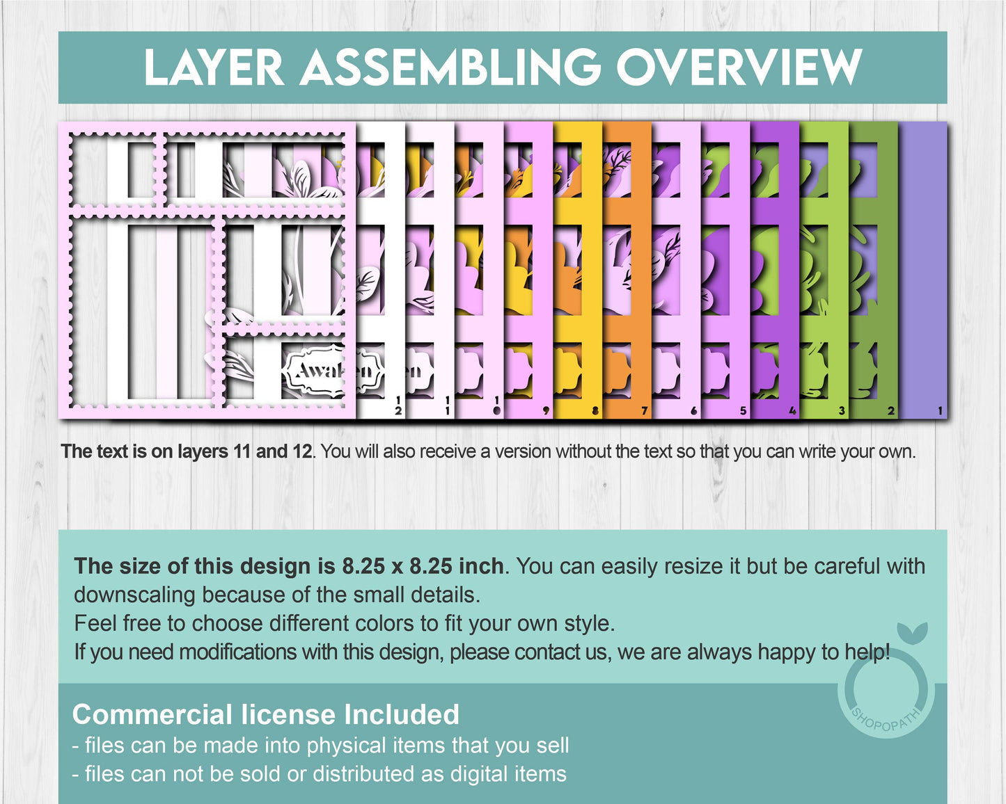 Crocus Flowers Stamps with Label - 3D Shadow Box Layered SVG DXF EPS (Cutting Files)