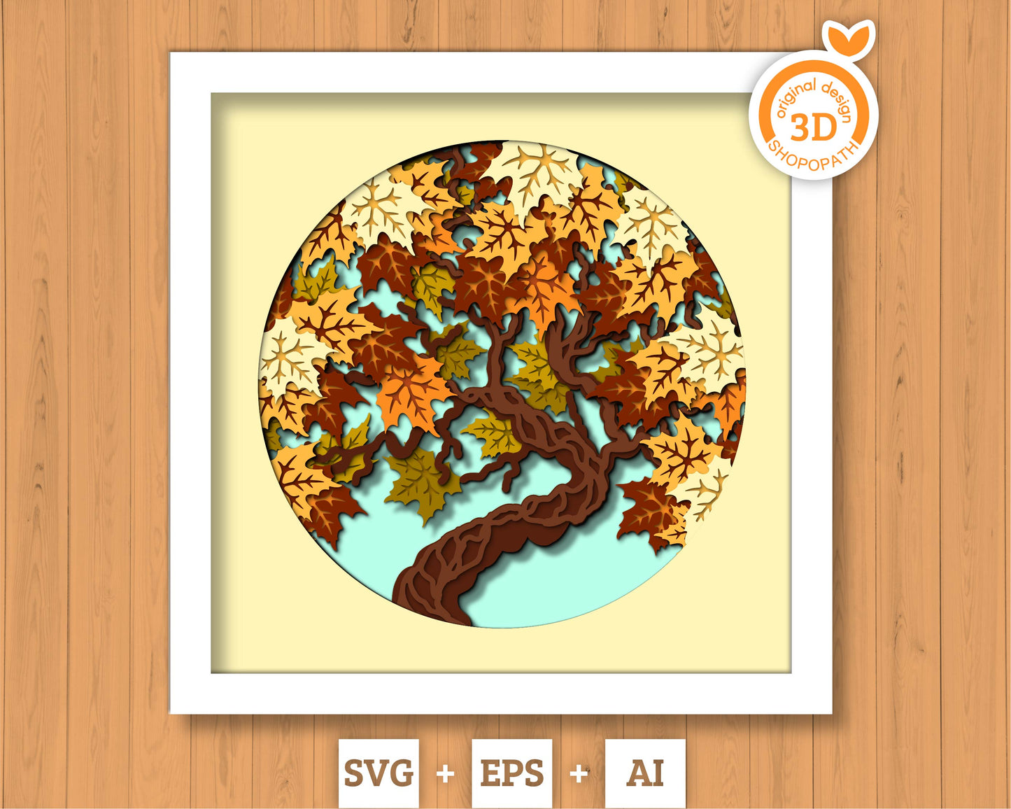 3D SVG Maple Tree Lace Frame Shadow Box, 3D Fall SVG, Maple Leaves 3d svg, Mapple Fall Leaf 3d Svg, Maple Tree 3d SVG, Cricut Silhouette