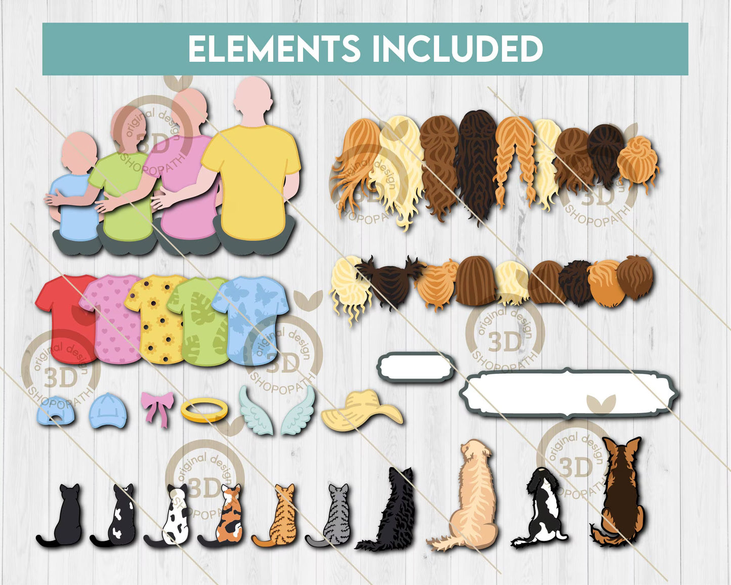 Custom Family Portrait - 3D Shadow Box SVG (Cutting Files)