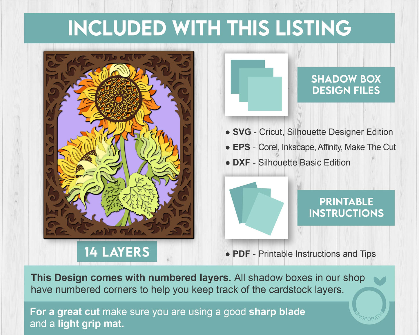 3D Sunflower With Lace Frame Summer Shadow Box SVG, 8x10 inch Layered Sunflower Svg, Sunflower 3D Svg, 3D Flowers SVG 3D, Cricut Silhouette