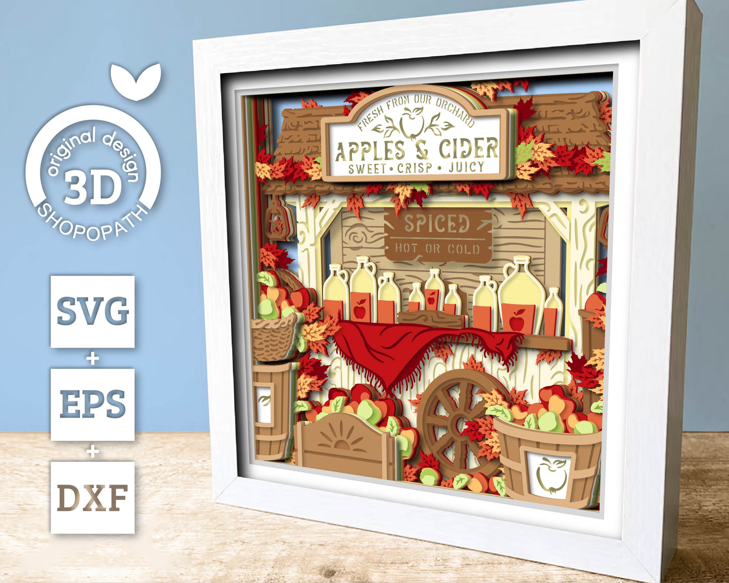 Apple Orchard with Cider - 3D Shadow Box Layered SVG DXF EPS (Cutting Files)