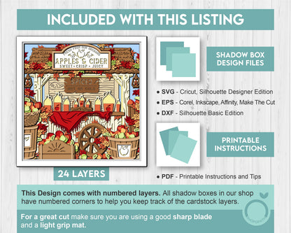 Apple Orchard with Cider - 3D Shadow Box Layered SVG DXF EPS (Cutting Files)