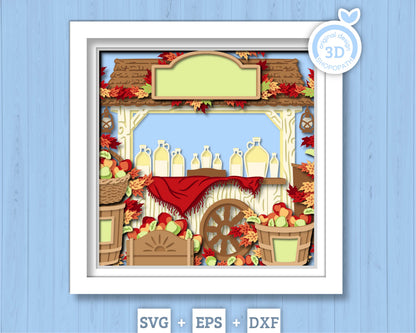 Apple Orchard with Cider - 3D Shadow Box Layered SVG DXF EPS (Cutting Files)