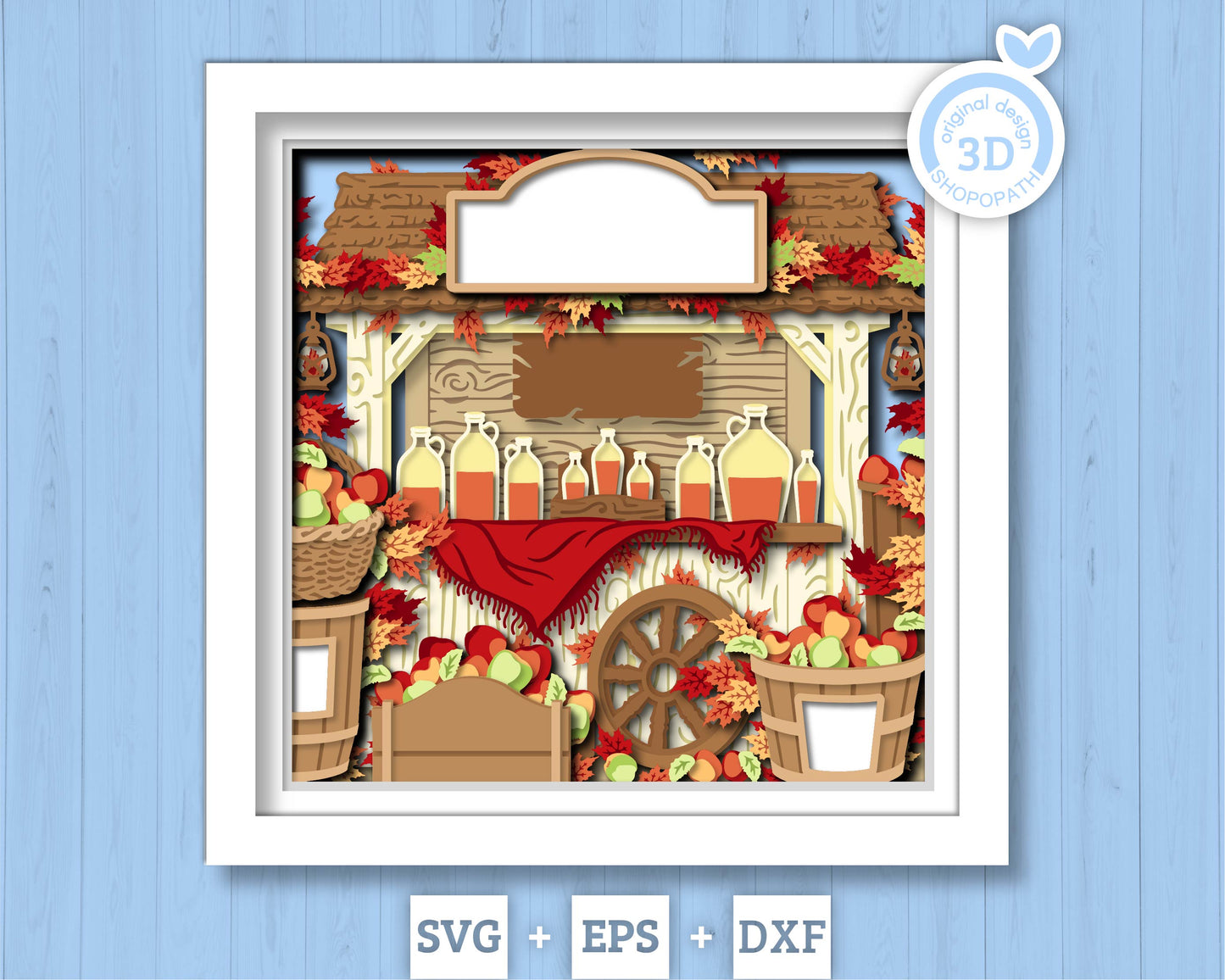 Apple Orchard with Cider - 3D Shadow Box Layered SVG DXF EPS (Cutting Files)