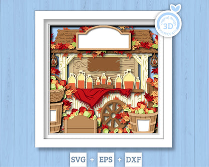 Apple Orchard with Cider - 3D Shadow Box Layered SVG DXF EPS (Cutting Files)