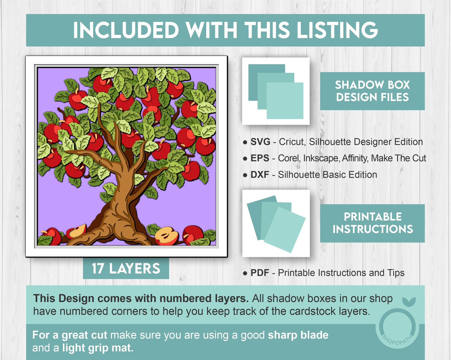 3D SVG Apple Tree Shadow Box SVG, 3d SVG Apples, Summer Shadow Box, Apple Tree 3D Svg, Flowers 3d svg, Summer 3d svg, Cricut Silhouette