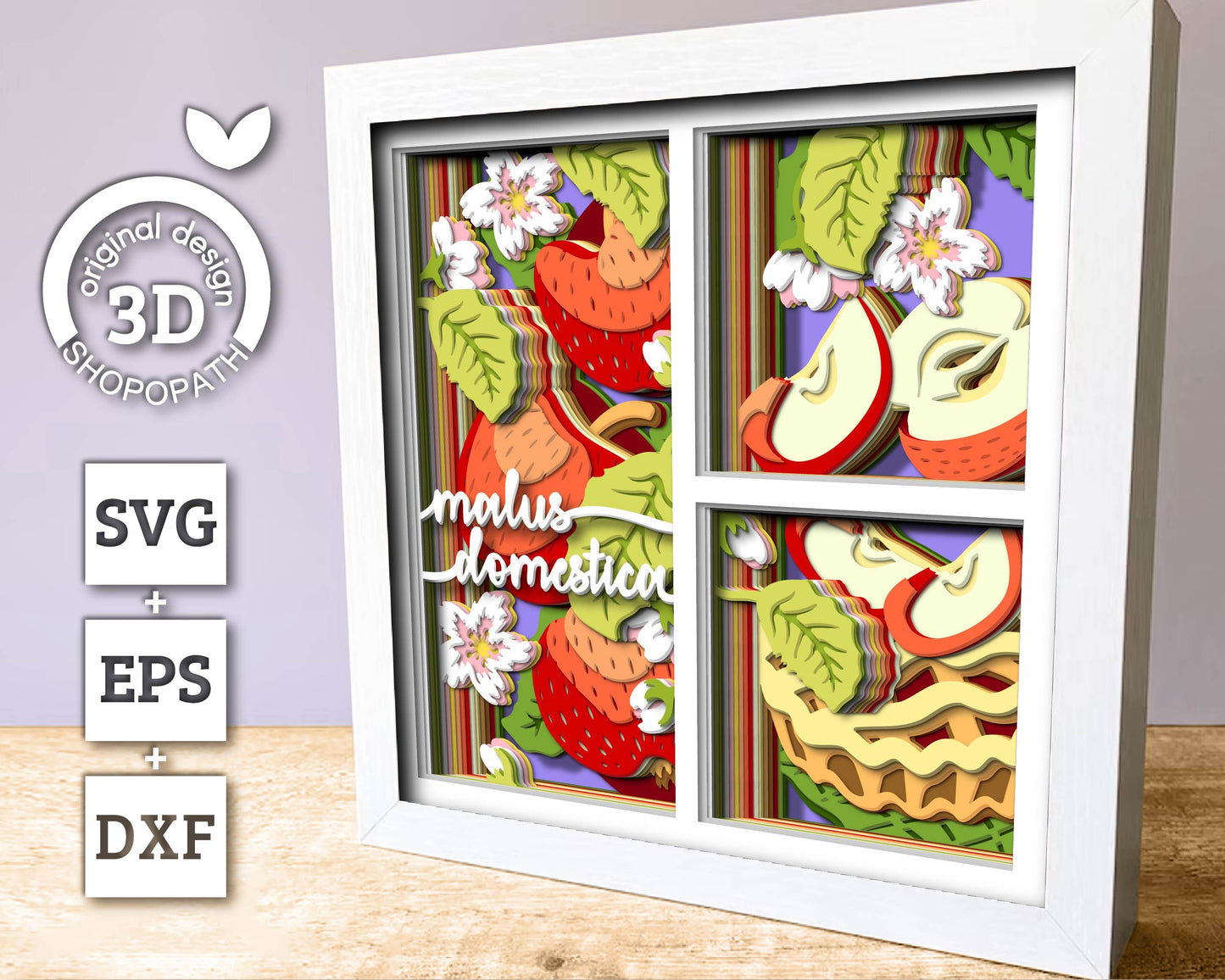 3D SVG Apples Shadow Box SVG, 3d SVG Apples Shadow Box, Summer Shadow Box, Apple Pie 3D Svg, Flowers 3d svg, Summer 3d svg Cricut Silhouette