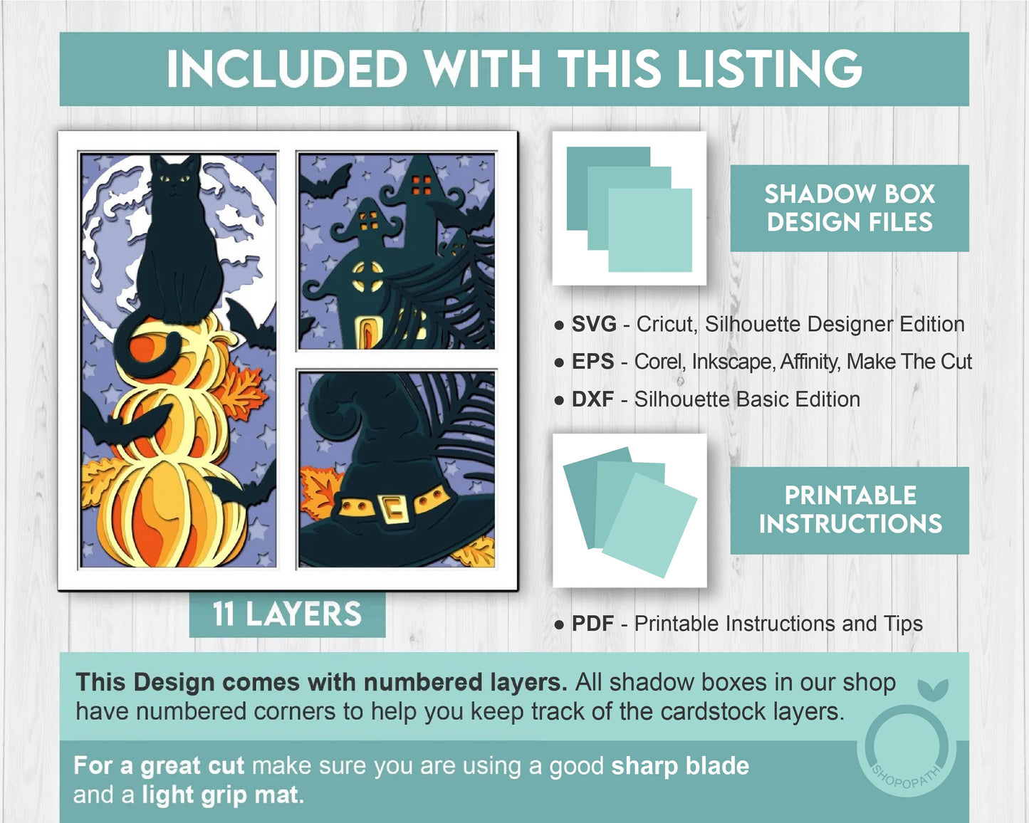 3D SVG Halloween Shadow Box, Layered Cat Halloween, Witch 3D Svg Layered Papercut svg, 3d Halloween, Layered Pumpkin svg, Cricut Silhouette