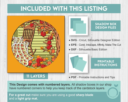 3D Layered Fall Quilt SVG EPS, Fall Shadow Box, Autumn 3D Svg, Leaves 3d Svg, Hello Fall Papercut svg, Cricut Silhouette