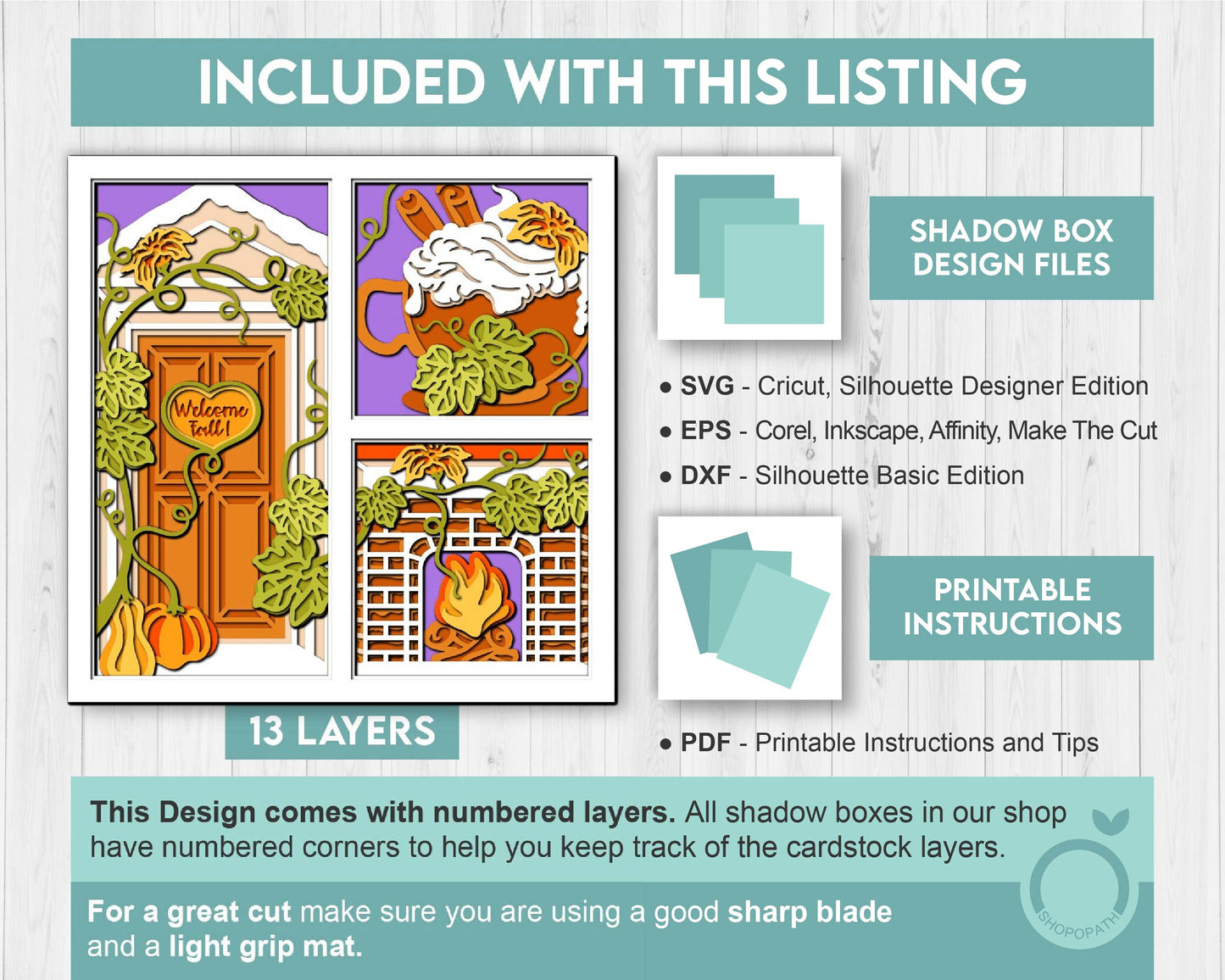 3D SVG Fall Door Shadow Box, Layered Fall Pumpkin Spice Latte, Fall Shadow Box, Autumn 3D Svg, Pumpkin 3d Svg, Hello Fall, Cricut Silhouette