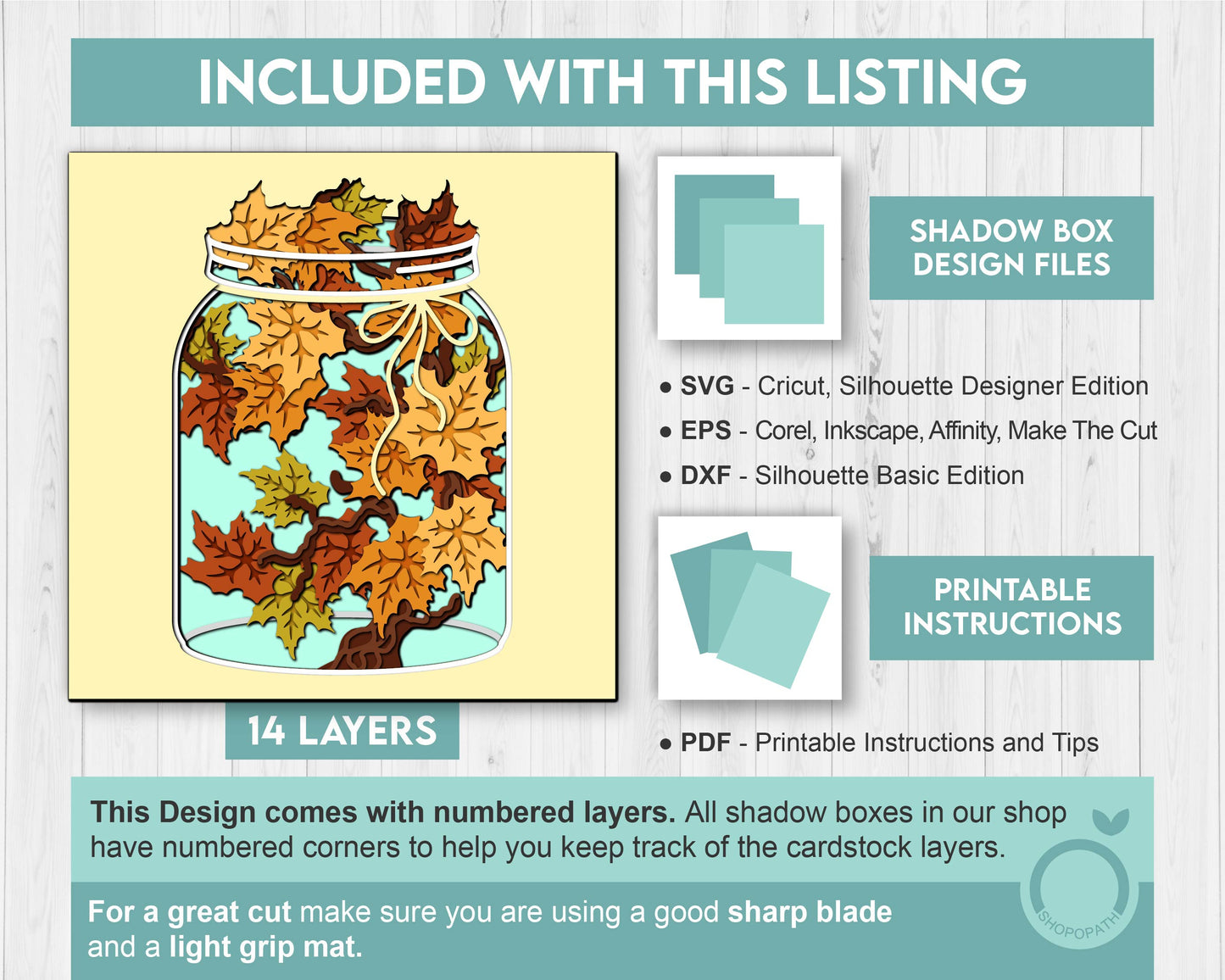 3D SVG Maple Autumn Branch In Jar Shadow Box, 3D Fall SVG, Maple Fall Leaf 3d svg, Maple Tree Leaves 3d Svg, Leaves SVG, Cricut Silhouette