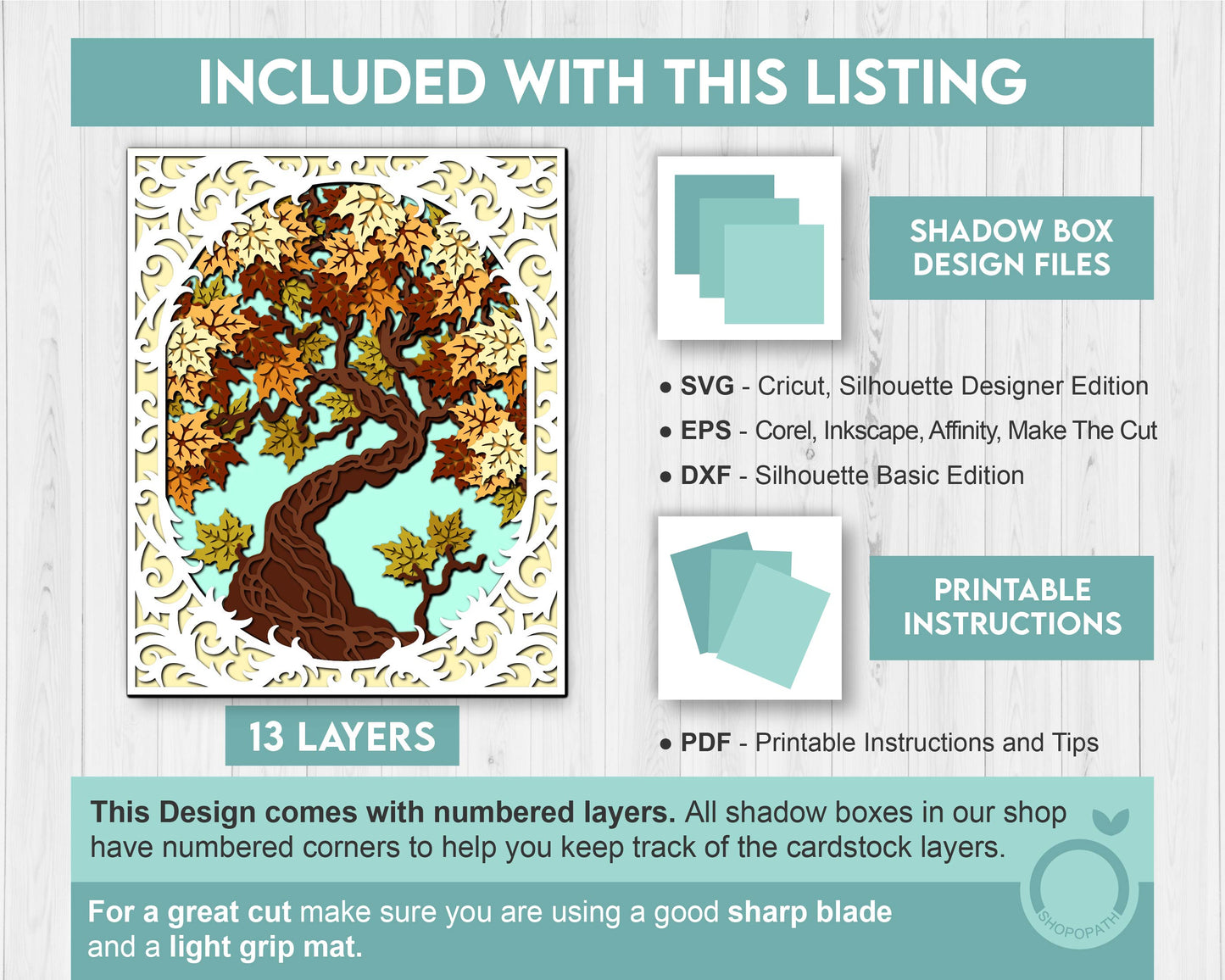 3D Maple Tree Shadow Box SVG, 8x10 inch Layered Maple Tree Svg, Autumn Tree 3D Svg, Maple Fall Leaf 3D SVG, Fall 3D SVG, Cricut Silhouette