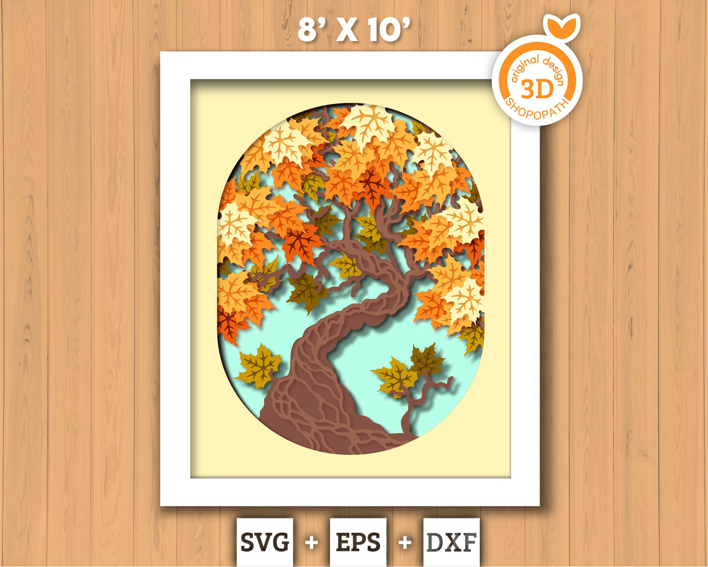 3D Maple Tree Shadow Box SVG, 8x10 inch Layered Maple Tree Svg, Autumn Tree 3D Svg, Maple Fall Leaf 3D SVG, Fall 3D SVG, Cricut Silhouette