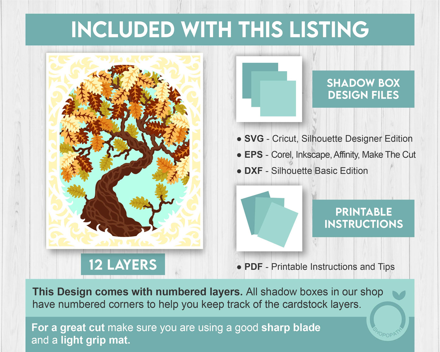 3D Oak Tree Shadow Box SVG, 8x10 inch Layered Oak Tree Svg, Autumn Tree 3D Svg, Oak Fall Leaf 3D SVG, Fall 3D SVG, Cricut Silhouette