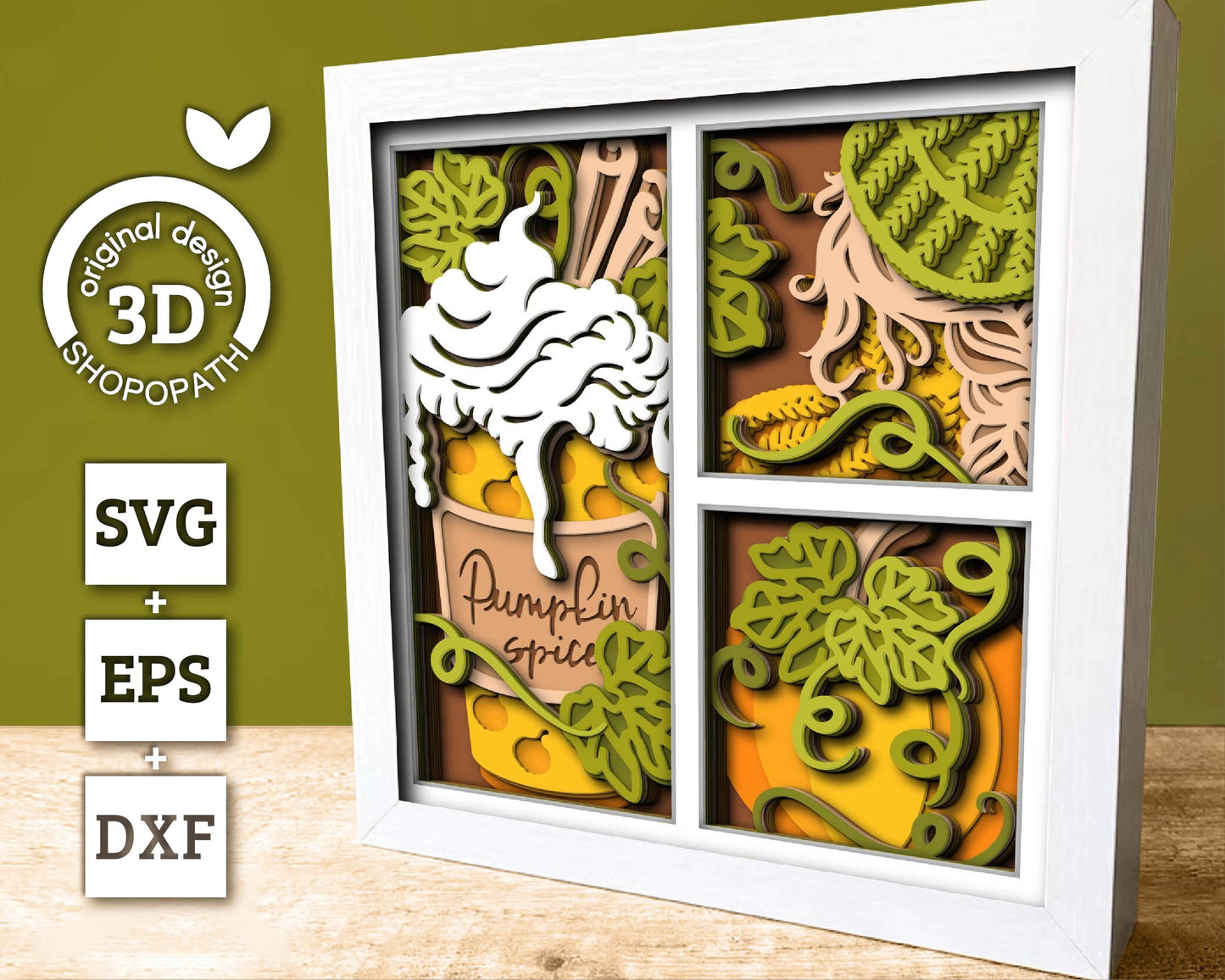3D SVG Layered Fall Pumpkin Spice Latte, Fall Shadow Box, Autumn 3D Svg, Pumpkin 3d Svg, Hello Fall Papercut svg, Cricut Silhouette