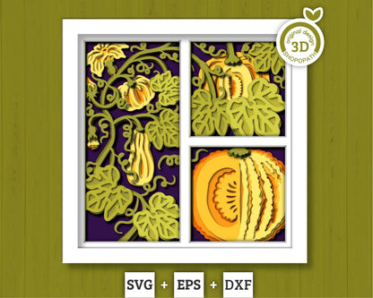3D SVG Pumpkins Layered Fall Shadow Box, Autumn 3D Svg, Leaves 3d Svg, Pumpkin Shadow Box, Hello Fall Papercut svg, Cricut Silhouette