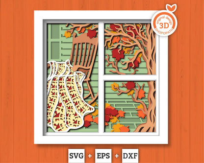 3D Layered Fall Quilt SVG EPS, Fall Shadow Box, Autumn 3D Svg, Leaves 3d Svg, Hello Fall Papercut svg, Cricut Silhouette