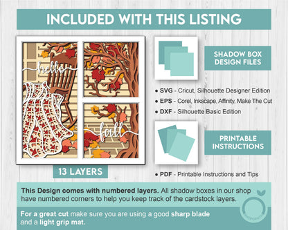 3D Layered Fall Quilt SVG EPS, Fall Shadow Box, Autumn 3D Svg, Leaves 3d Svg, Hello Fall Papercut svg, Cricut Silhouette