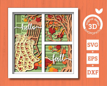 3D Layered Fall Quilt SVG EPS, Fall Shadow Box, Autumn 3D Svg, Leaves 3d Svg, Hello Fall Papercut svg, Cricut Silhouette