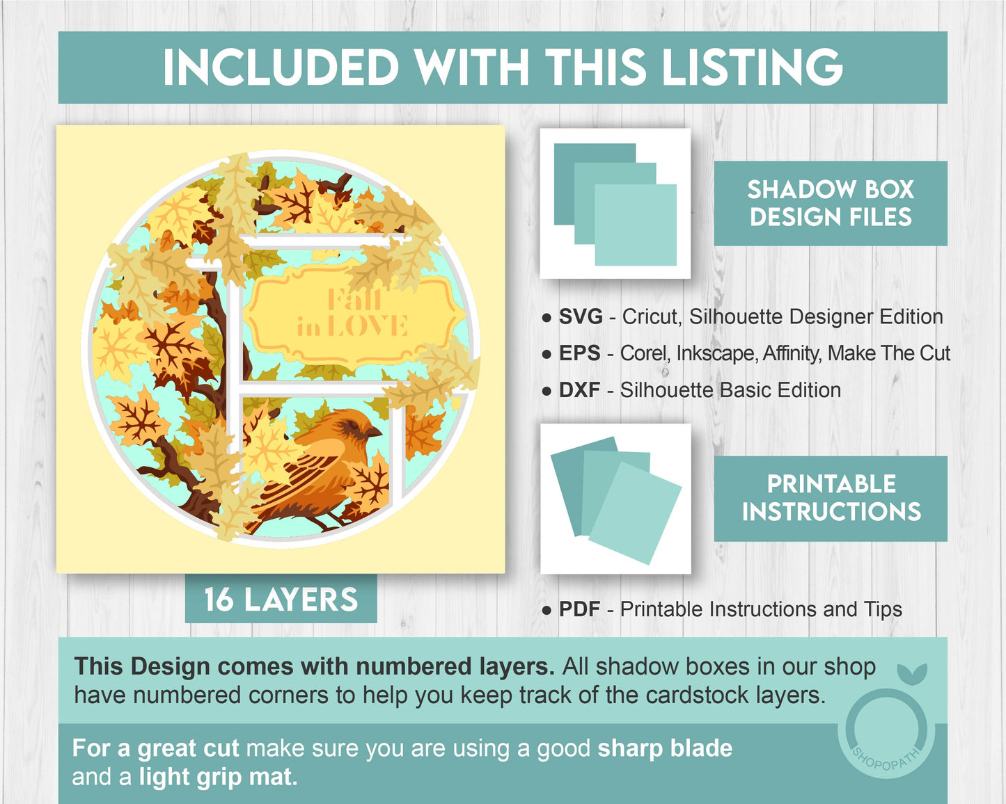 3D SVG Finch With Autumn Leaves Shadow Box, Fall 3D SVG, Maple Leaf Fall 3D svg, Oak Leaf 3d svg, Birch Leaf Fall 3D svg, Cricut Silhouette