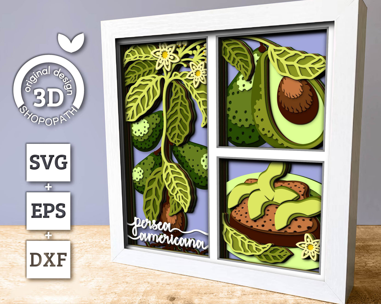 3D SVG Avocado Shadow Box SVG, Avocado Toast Shadow Box, Breakfast 3D Svg, Flowers 3d svg, Leaves Layered Papercut svg, Cricut Silhouette