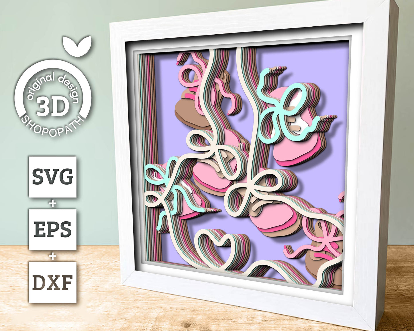 3D Baby Boots Shadow Box SVG, Baby Shower Decor 3d SVG, Cute baby 3d svg, Newborn 3d svg, Baby Girl svg, 3D Baby Boy SVG, Cricut, Silhouette