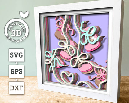 3D Baby Boots Shadow Box SVG, Baby Shower Decor 3d SVG, Cute baby 3d svg, Newborn 3d svg, Baby Girl svg, 3D Baby Boy SVG, Cricut, Silhouette