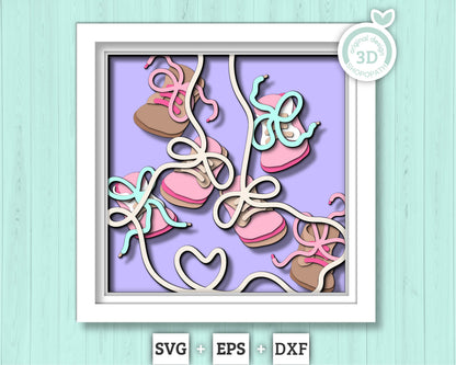 3D Baby Boots Shadow Box SVG, Baby Shower Decor 3d SVG, Cute baby 3d svg, Newborn 3d svg, Baby Girl svg, 3D Baby Boy SVG, Cricut, Silhouette