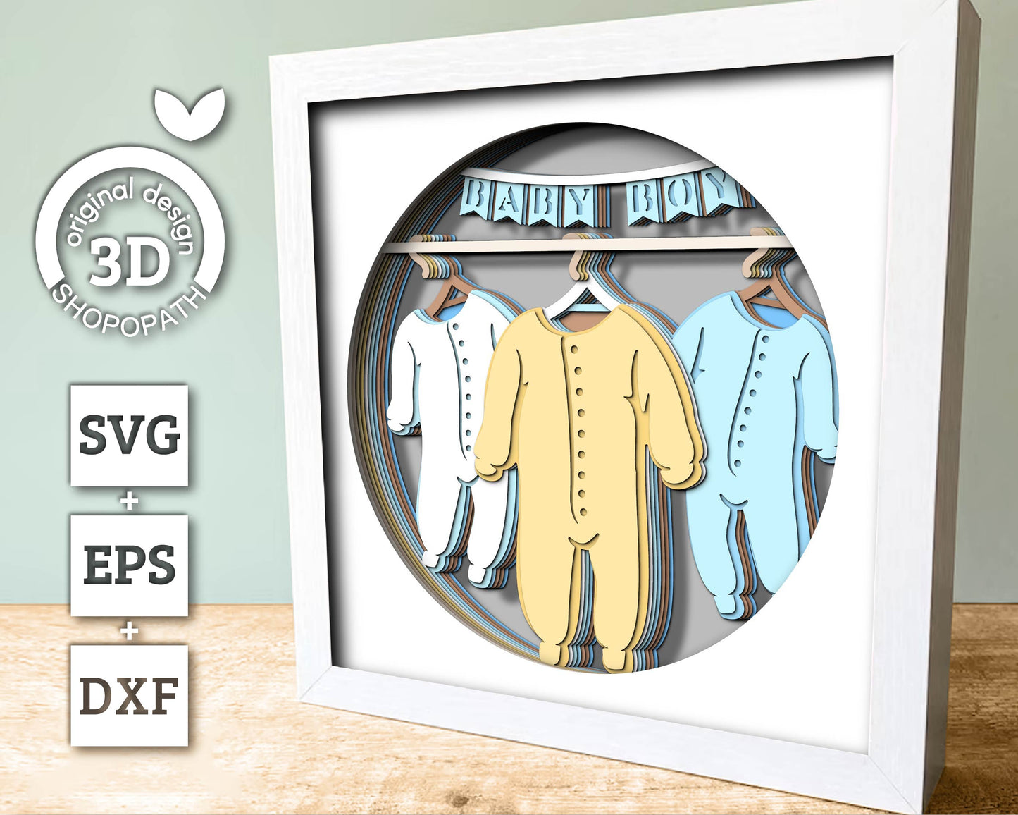 Baby Boy Clothes - 3D Shadow Box Layered SVG DXF EPS (Cutting Files)