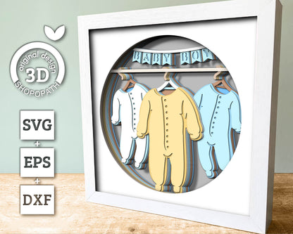 Baby Boy Clothes - 3D Shadow Box Layered SVG DXF EPS (Cutting Files)