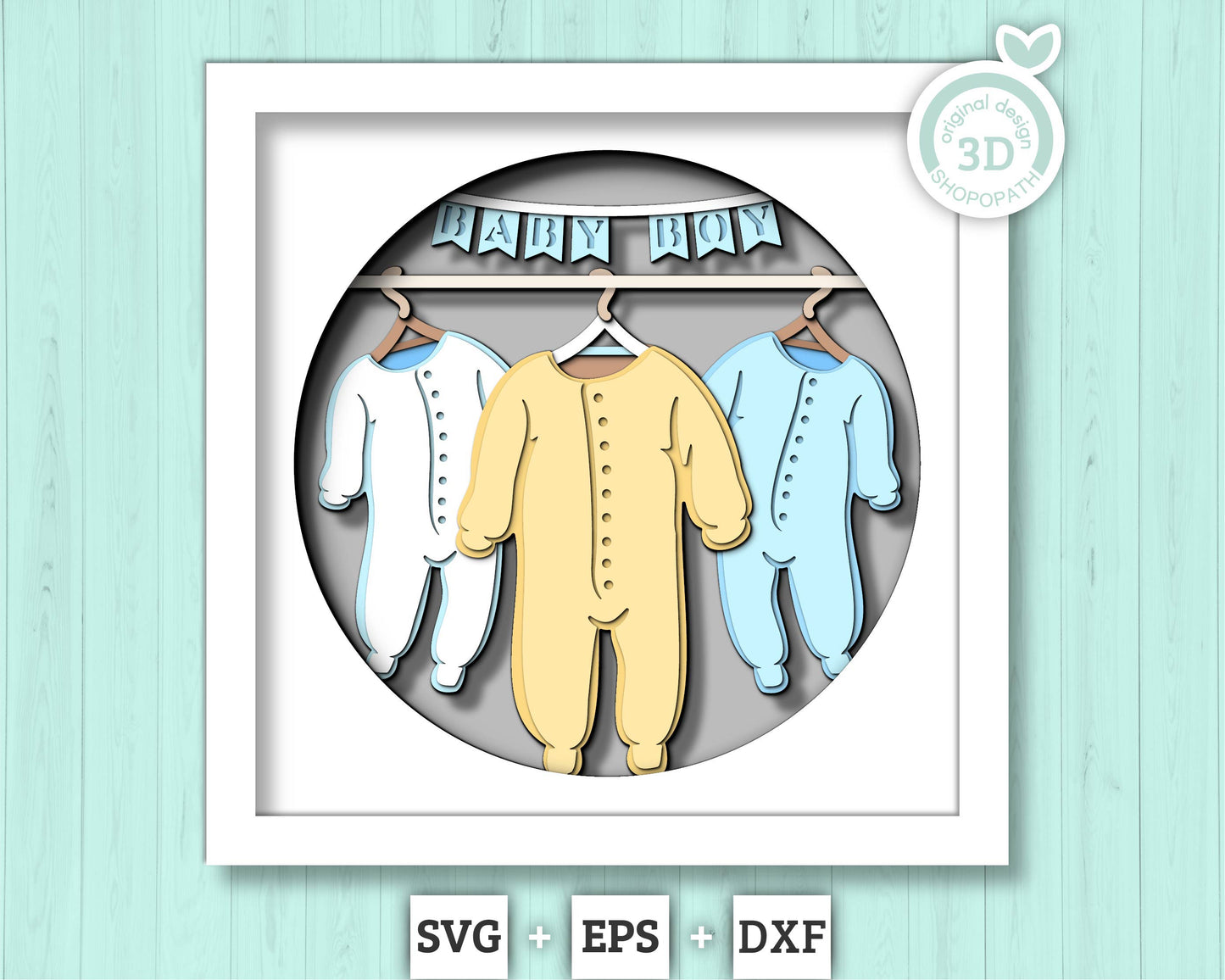 Baby Boy Clothes - 3D Shadow Box Layered SVG DXF EPS (Cutting Files)