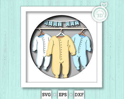 Baby Boy Clothes - 3D Shadow Box Layered SVG DXF EPS (Cutting Files)