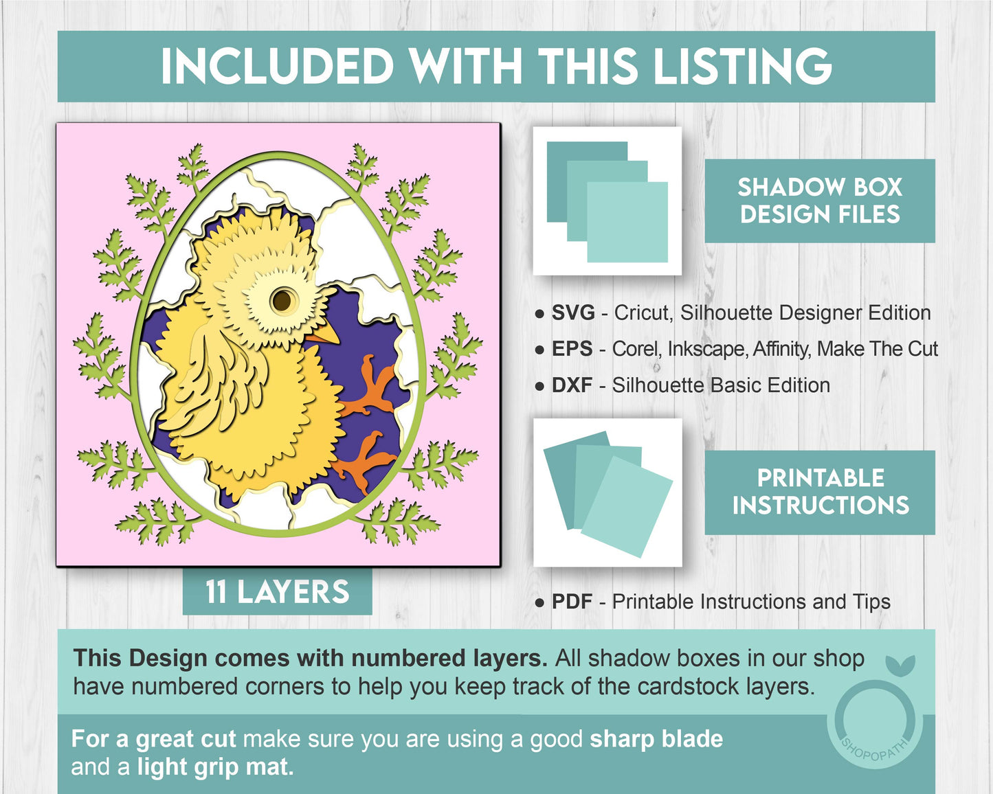 Easter Baby Chick in Egg - 3D Shadow Box Layered SVG DXF EPS (Cutting Files)