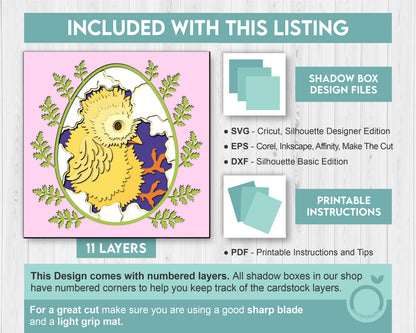 Easter Baby Chick in Egg - 3D Shadow Box Layered SVG DXF EPS (Cutting Files)