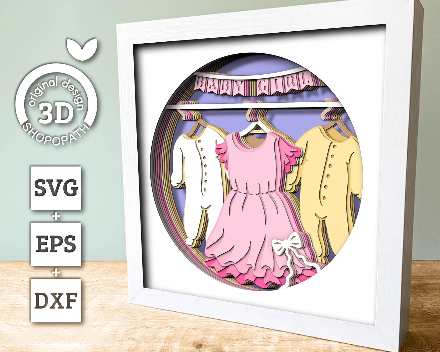 Baby Girl Clothes - 3D Shadow Box Layered SVG DXF EPS (Cutting Files)