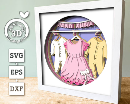 Baby Girl Clothes - 3D Shadow Box Layered SVG DXF EPS (Cutting Files)