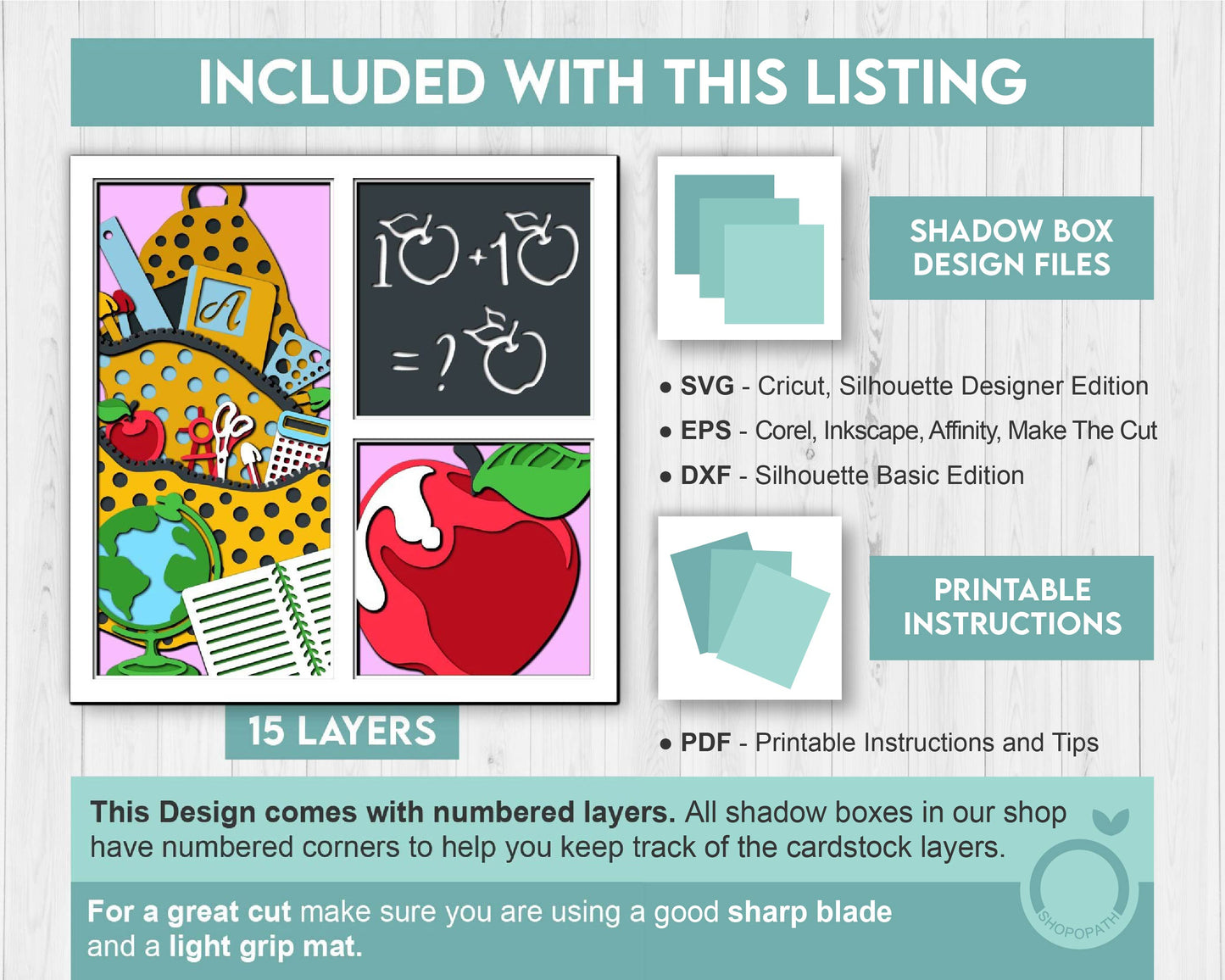 3D Layered School SVG EPS, Back To School Shadow Box, Teacher 3D Svg, Student 3d Svg, Aple Fall Papercut svg, Cricut Silhouette