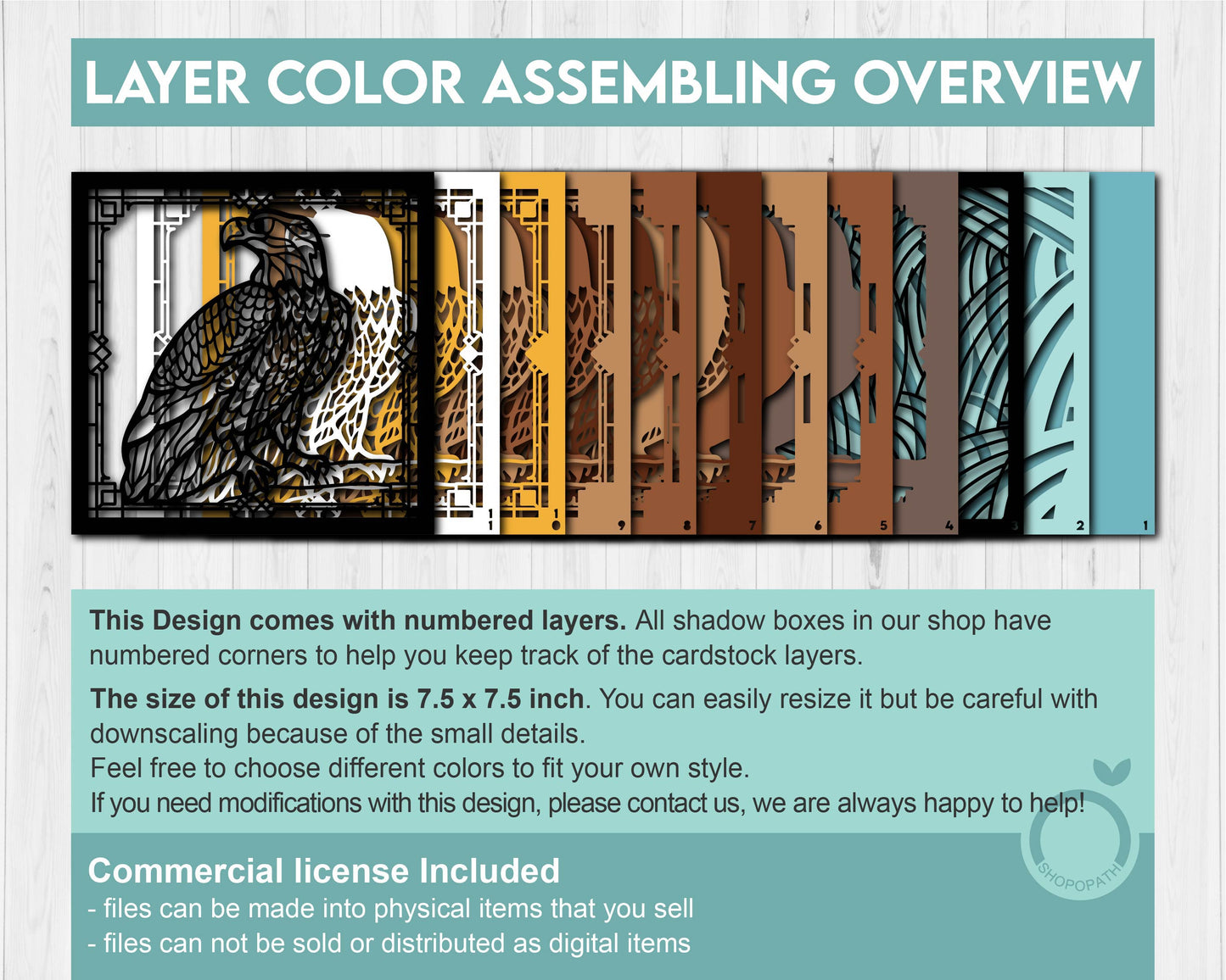 Stained Glass Bald Eagle Shadow Box 3D SVG, Eeagle 3D SVG, Stained Glass Papercut 3d Svg Home Decor SVG, Shadow Box svg Cricut Silhouette