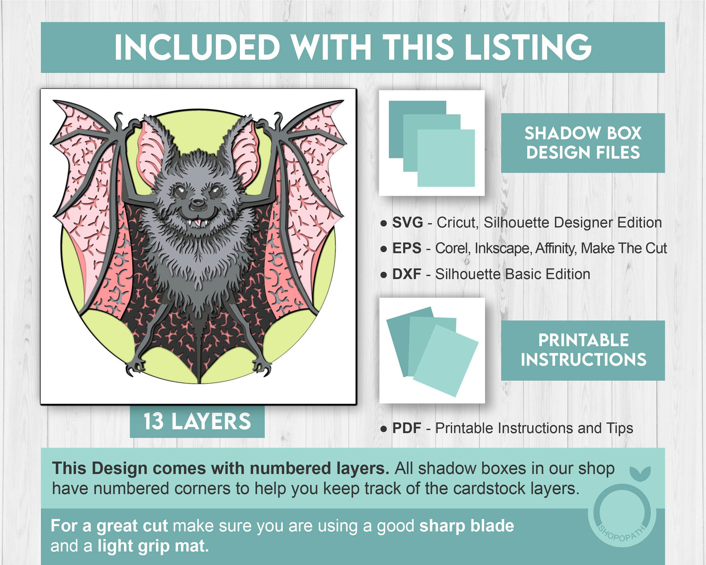 3D SVG Bat Shadow Box, 3D SVG Halloween, Halloween Shadow Box, 3D Svg Papercut Bat, 3d svg Fruit Bat, Layered Bat 3d svg, Cricut Silhouette