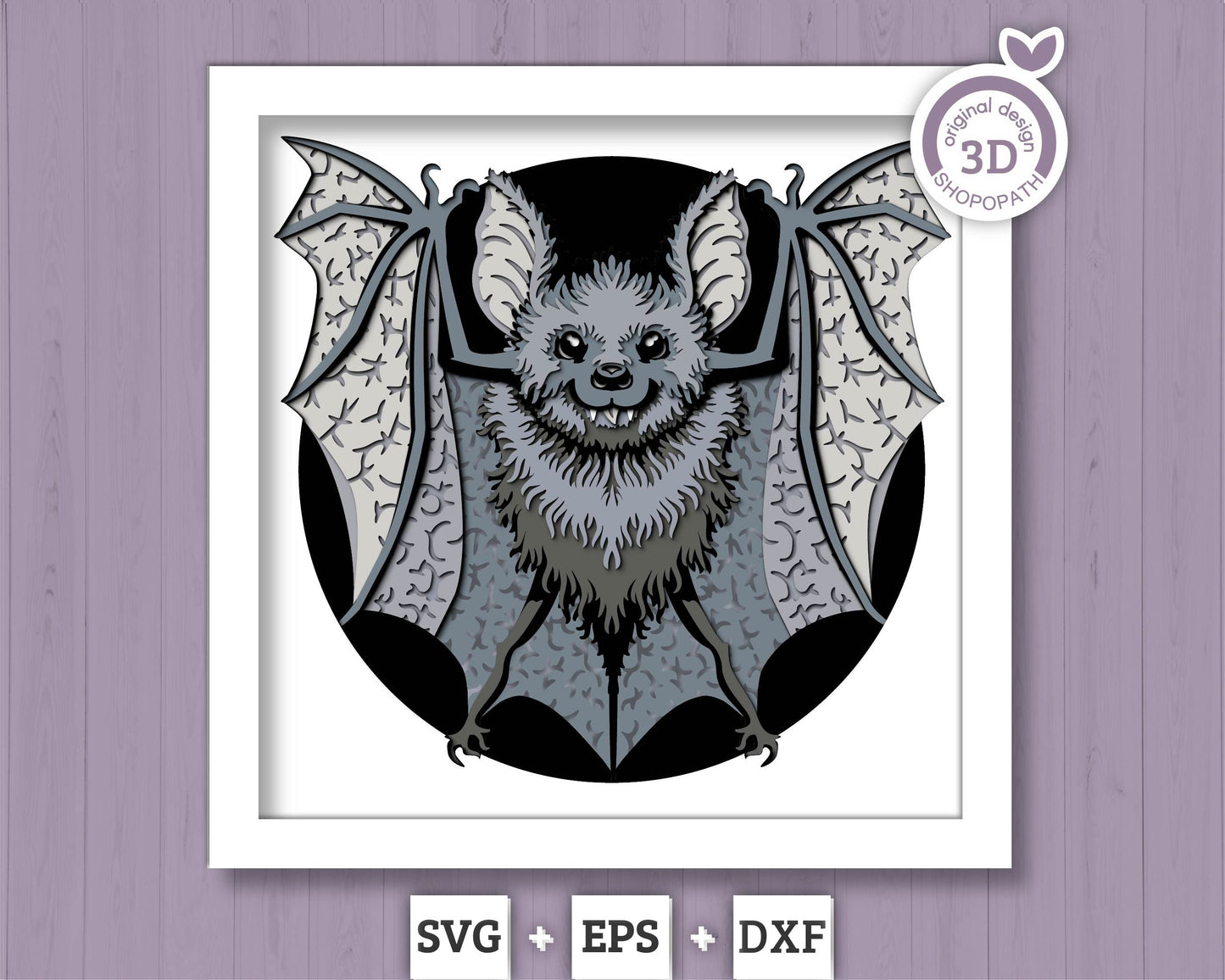 3D SVG Bat Shadow Box, 3D SVG Halloween, Halloween Shadow Box, 3D Svg Papercut Bat, 3d svg Fruit Bat, Layered Bat 3d svg, Cricut Silhouette