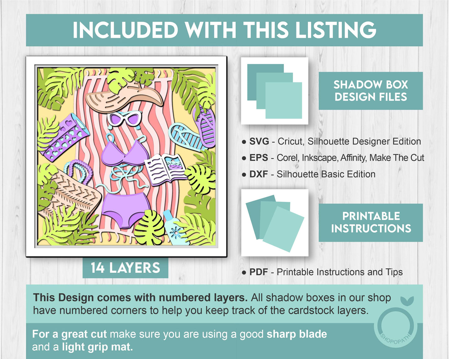 3D SVG Beach Day Shadow Box, Beach 3D Svg, Swimsuit 3d SVG, Summer 3d Svg, Sea 3D svg, Book 3d svg, Beach Day 3d SVG, Cricut Silhouette