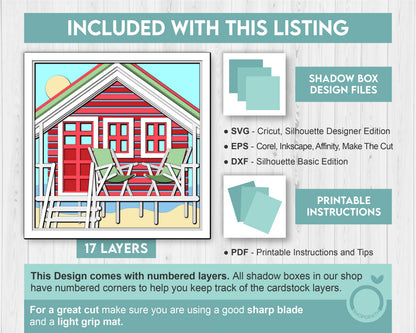 3D Layered Beach House Shadow Box SVG, Sea 3D svg , Beach 3D Svg, Summer 3d Svg, Palm Tree 3d svg, Beach Chair 3d SVG, Cricut Silhouette