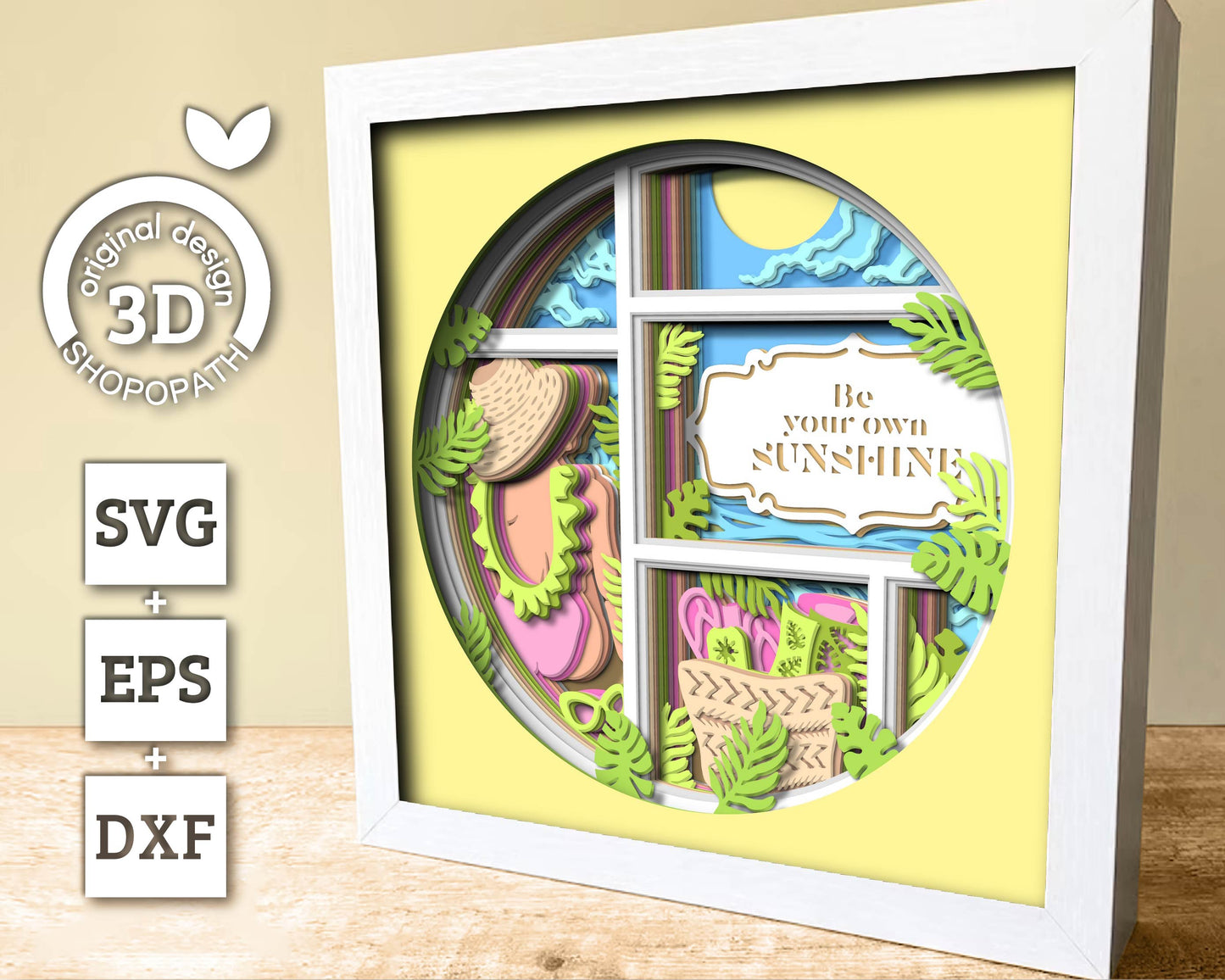 3D SVG Woman At The Beach Shadow Box, Beach 3D Svg, Summer 3d Svg, Sunshine 3D svg, Woman 3d svg, Beach Day 3d SVG, Cricut Silhouette
