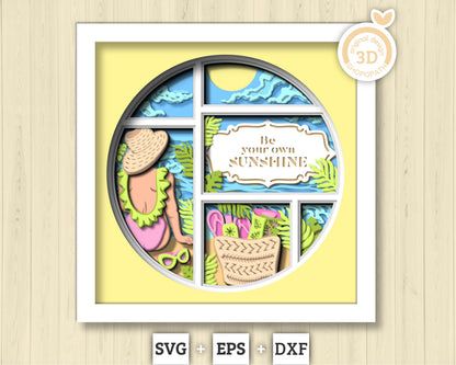 3D SVG Woman At The Beach Shadow Box, Beach 3D Svg, Summer 3d Svg, Sunshine 3D svg, Woman 3d svg, Beach Day 3d SVG, Cricut Silhouette