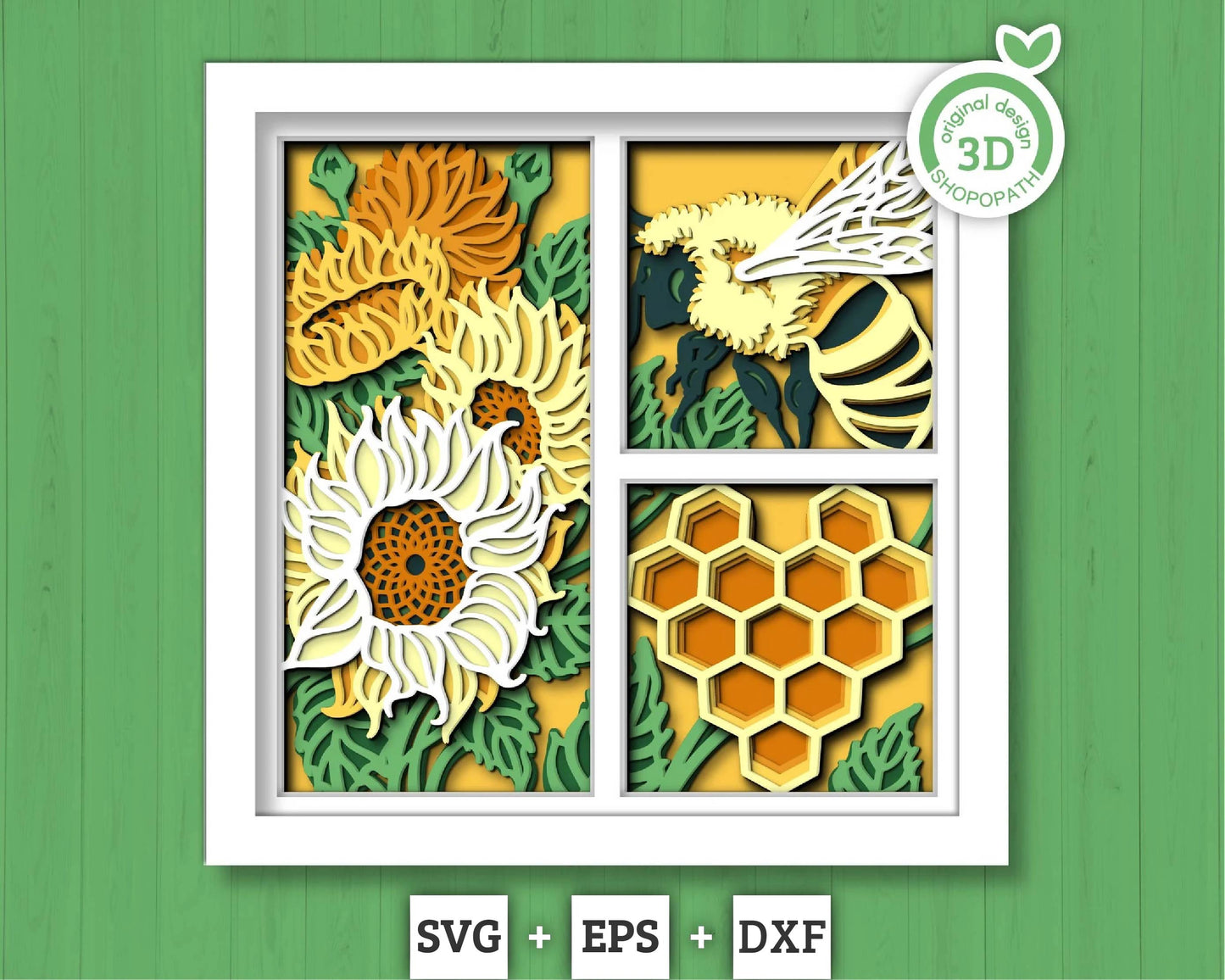3D Layered Sunflowers SVG EPS, Fall Shadow Box, Honey Bee 3D Svg, Harvest Sunflower 3d Svg, Hello Fall Papercut svg, Cricut Silhouette