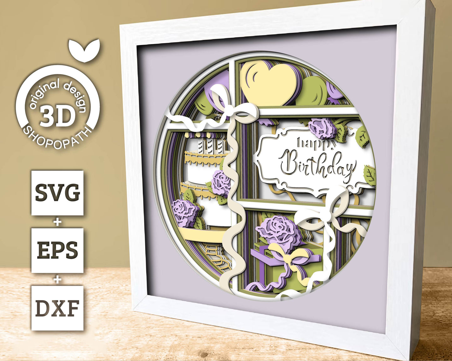 3D SVG Birthday Party Shadow Box SVG, 3D Happy Birthday Svg, Party Shadow Box, 3D Birthday Cake Layered Papercut svg, Cricut Silhouette