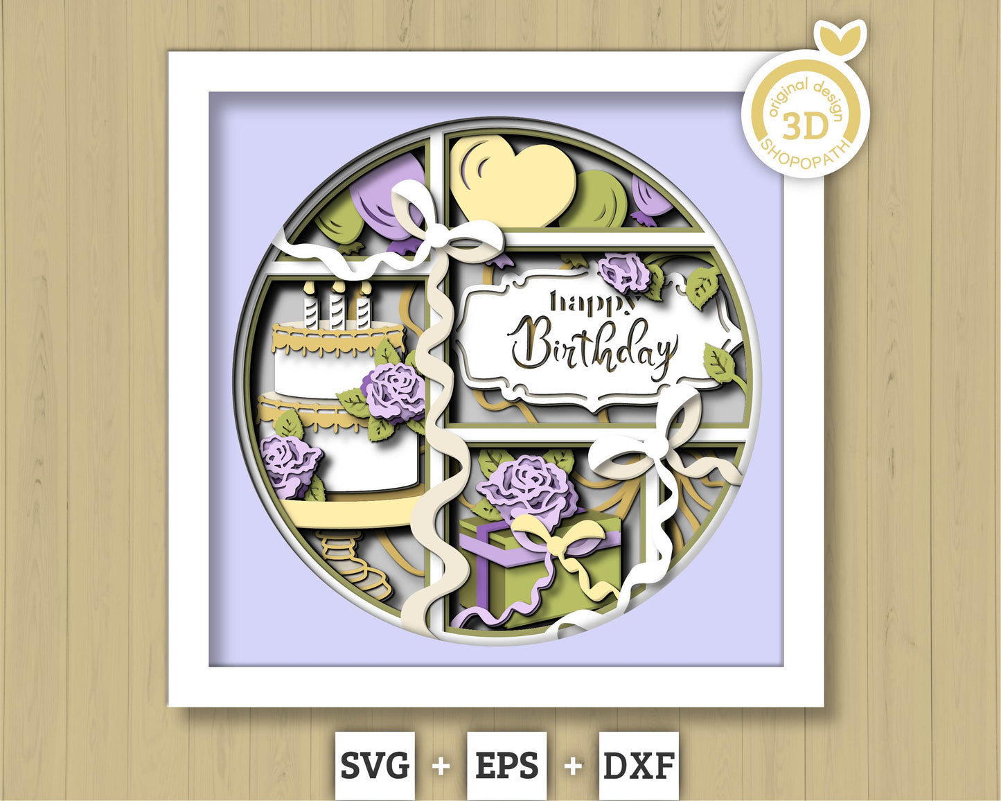 3D SVG Birthday Party Shadow Box SVG, 3D Happy Birthday Svg, Party Shadow Box, 3D Birthday Cake Layered Papercut svg, Cricut Silhouette