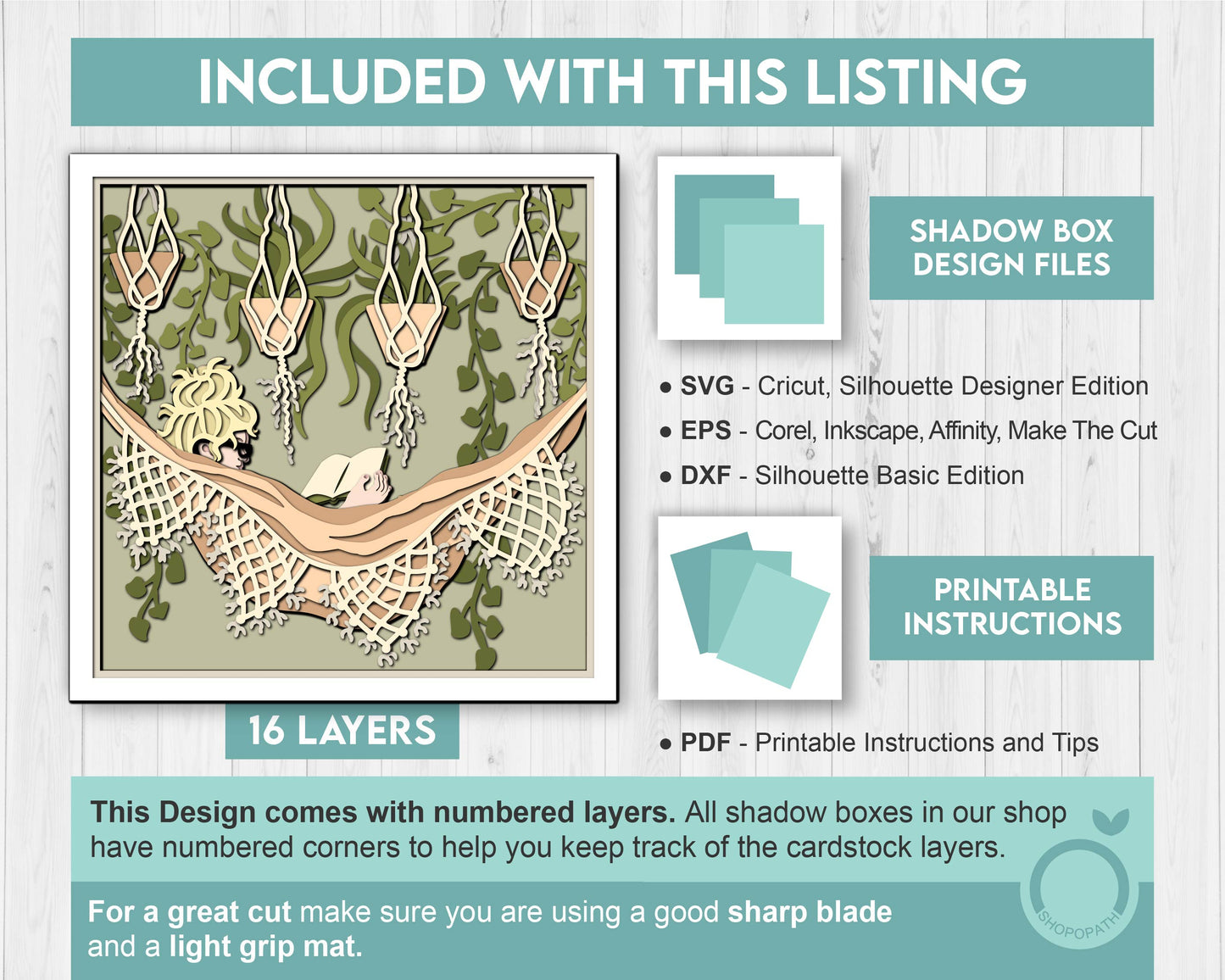 3D Boho Girl Reading In Hammock Shadow Box SVG, Layered Boho SVG, Boho Room Shadow Box, Boho Plants 3D Svg, Papercut svg, Cricut Silhouette