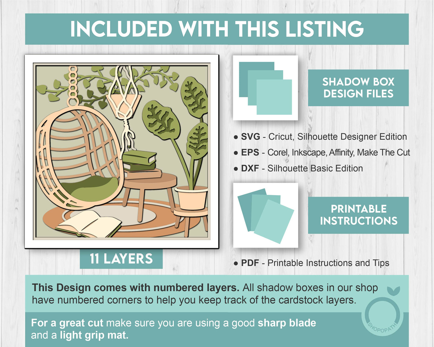 3D Boho Reading Nook Shadow Box SVG, Layered Boho SVG, Boho Room Shadow Box, Boho Plants 3D Svg, Papercut svg, Cricut Silhouette