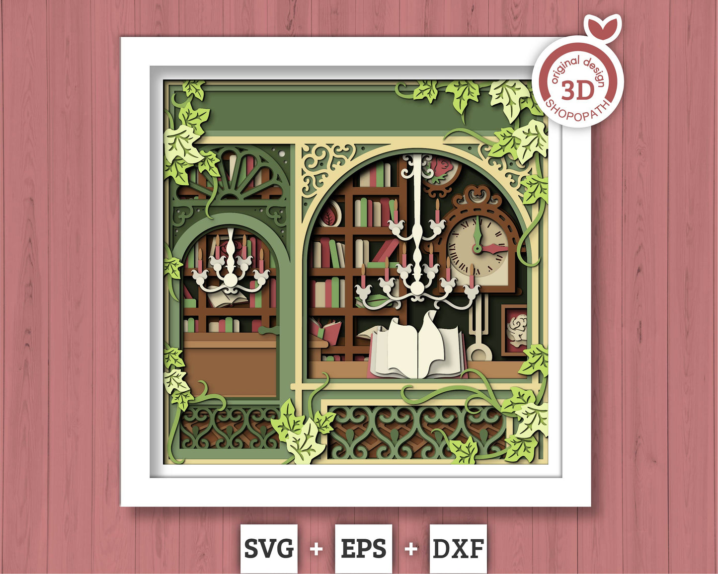 3D SVG Book Store Shadow Box, Books 3D Svg, Reading 3d Svg, Books Shadow Box, Library Store Papercut Layered 3D Svg, Cricut Silhouette